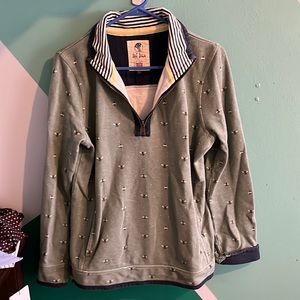Fat Face 100% cotton Airlie half zip, sage bee print, size US 6 UK10